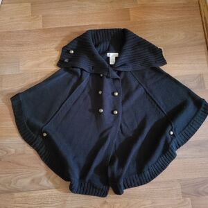 Elegant Black Poncho Sweater